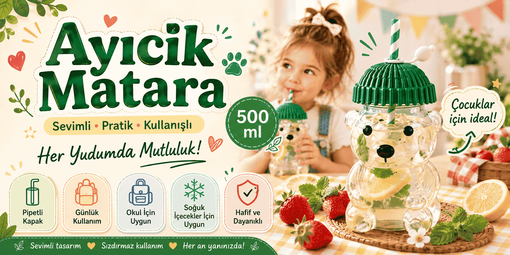 Barista Mika Ayıcıklı Pipetli Soğuk