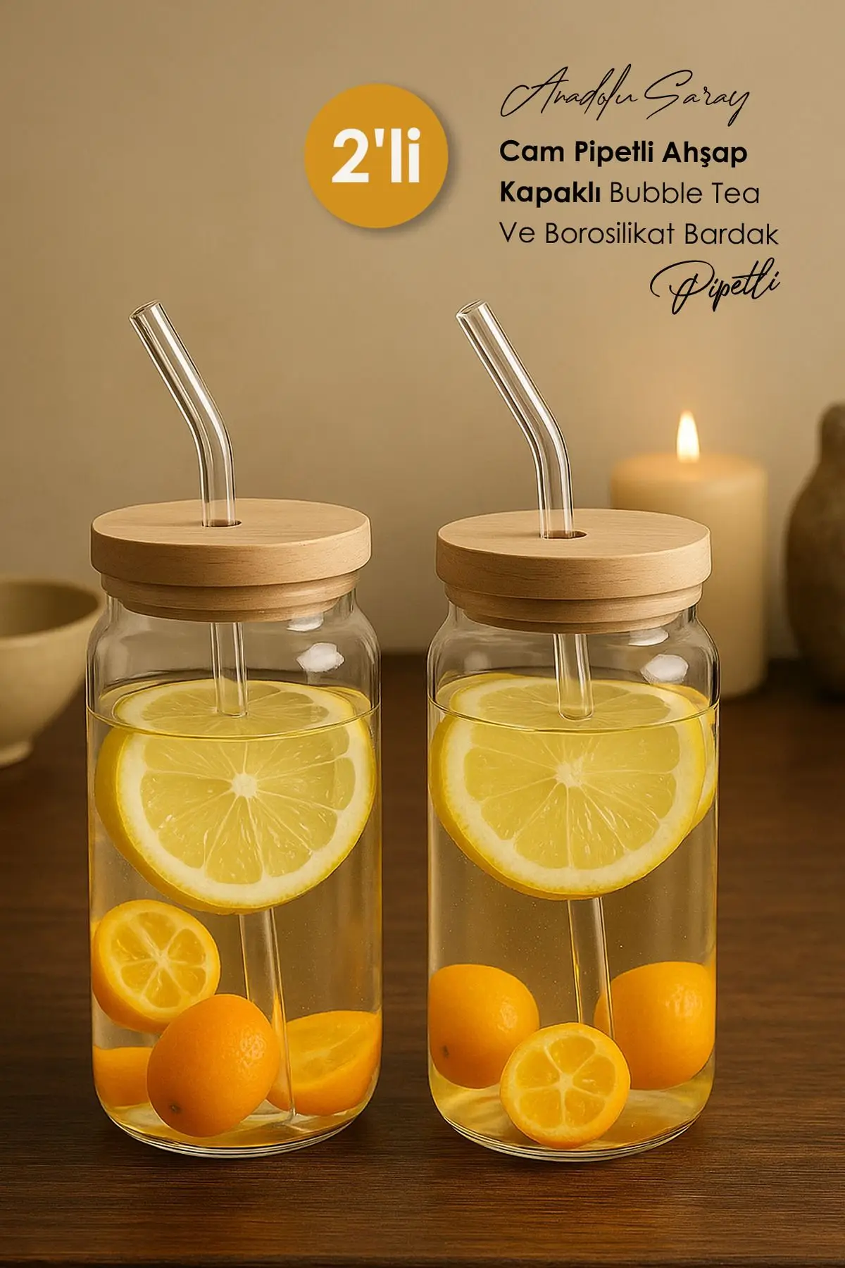 2 Adet Isıya Dayanıklı Cam Pipetli Ahşap Kapaklı Bubble Tea Borosilikat Bardak Kahve Sunum Bardağı 2 Adet Isıya Dayanıklı Cam Pipetli Ahşap Kapaklı Bubble Tea Borosilikat Bardak Kahve Sunum Bardağı