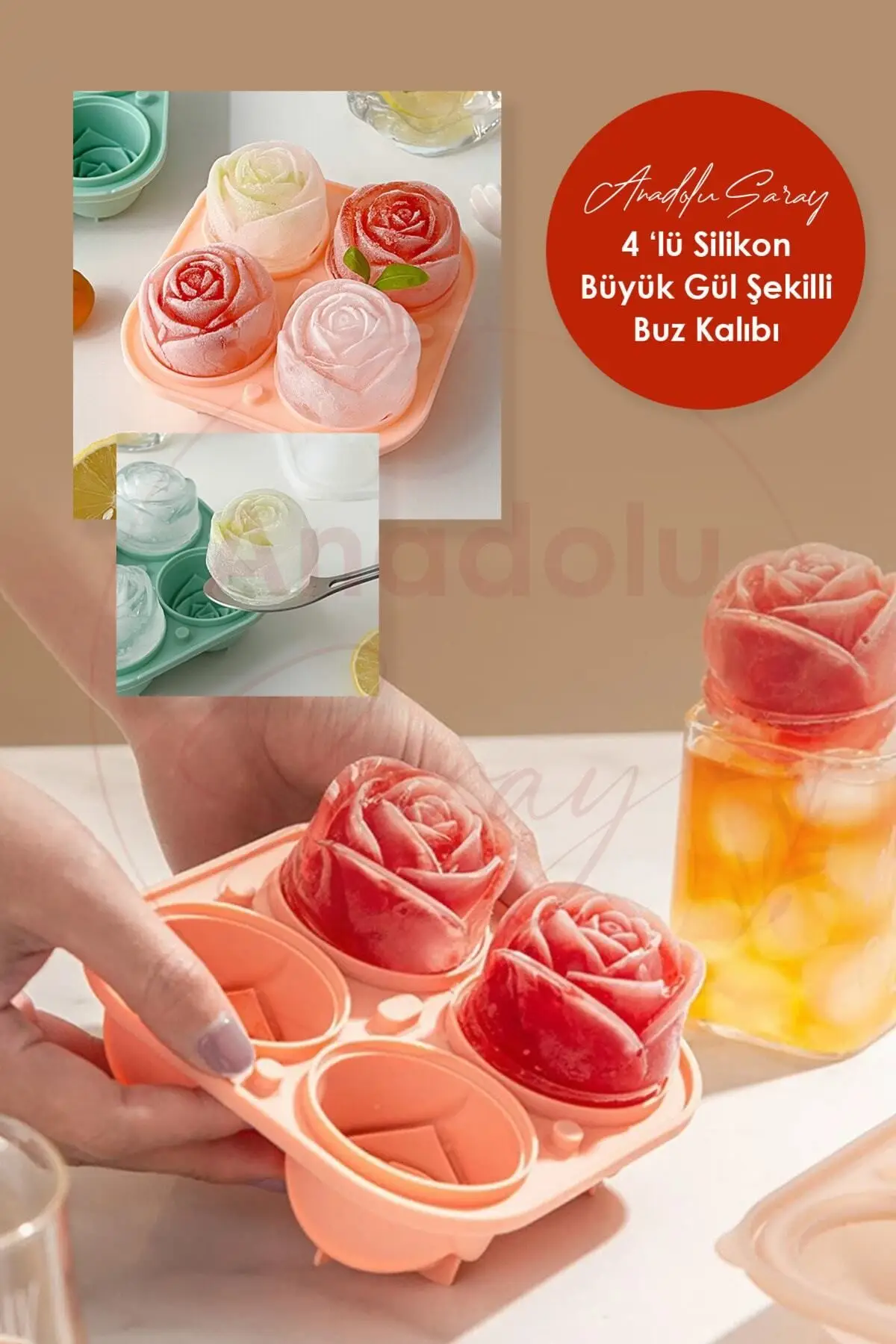 2 ADET Pratik 4`lü Silikon Büyük Gül Şekilli Buz Kalıbı | 4 Adet Silikon Gül Buz Kalıbı | Sunum Buz 2 ADET Pratik 4`lü Silikon Büyük Gül Şekilli Buz Kalıbı | 4 Adet Silikon Gül Buz Kalıbı | Sunum Buz