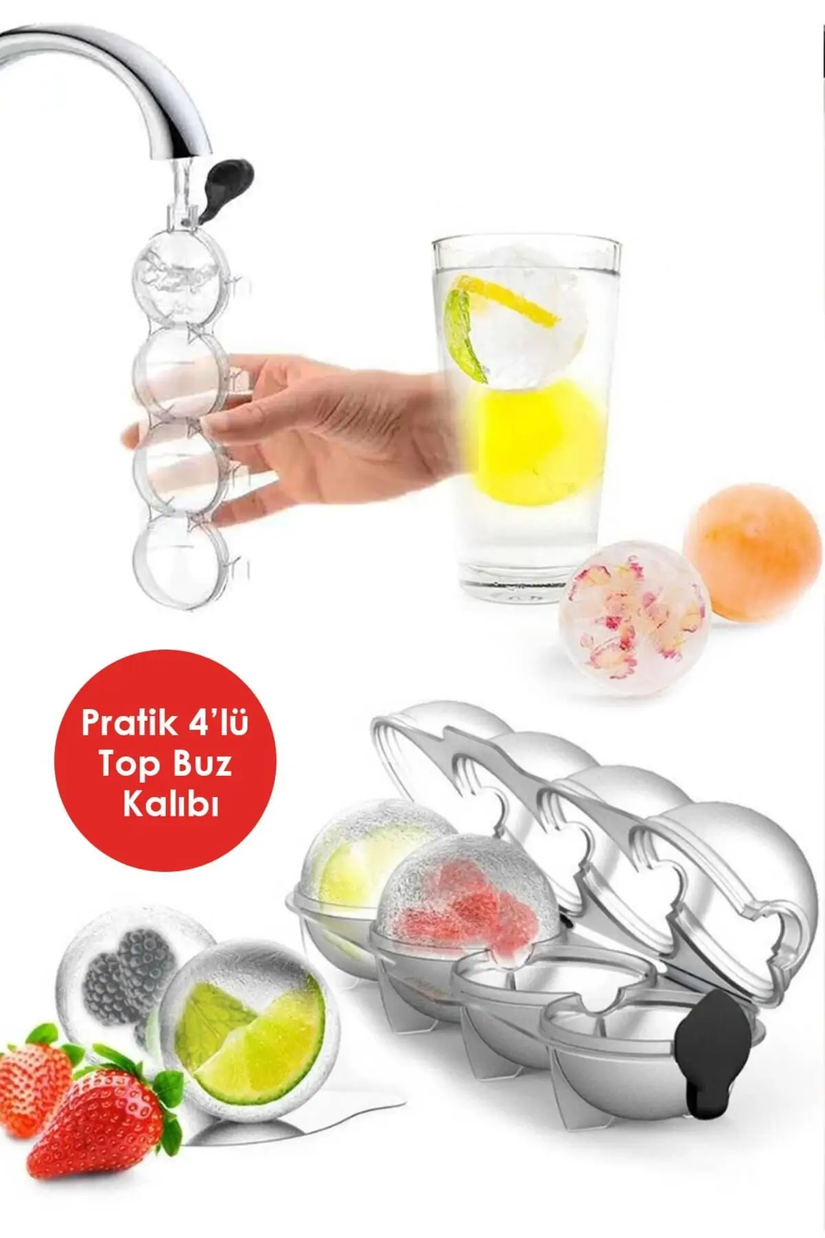 2 Adet Pratik 4`lü Top Buz Kalıbı | Sihirli 4`lü Küre Buz Kalıbı Sihirli Buz Kalıbı 2 Adet Pratik 4`lü Top Buz Kalıbı | Sihirli 4`lü Küre Buz Kalıbı Sihirli Buz Kalıbı