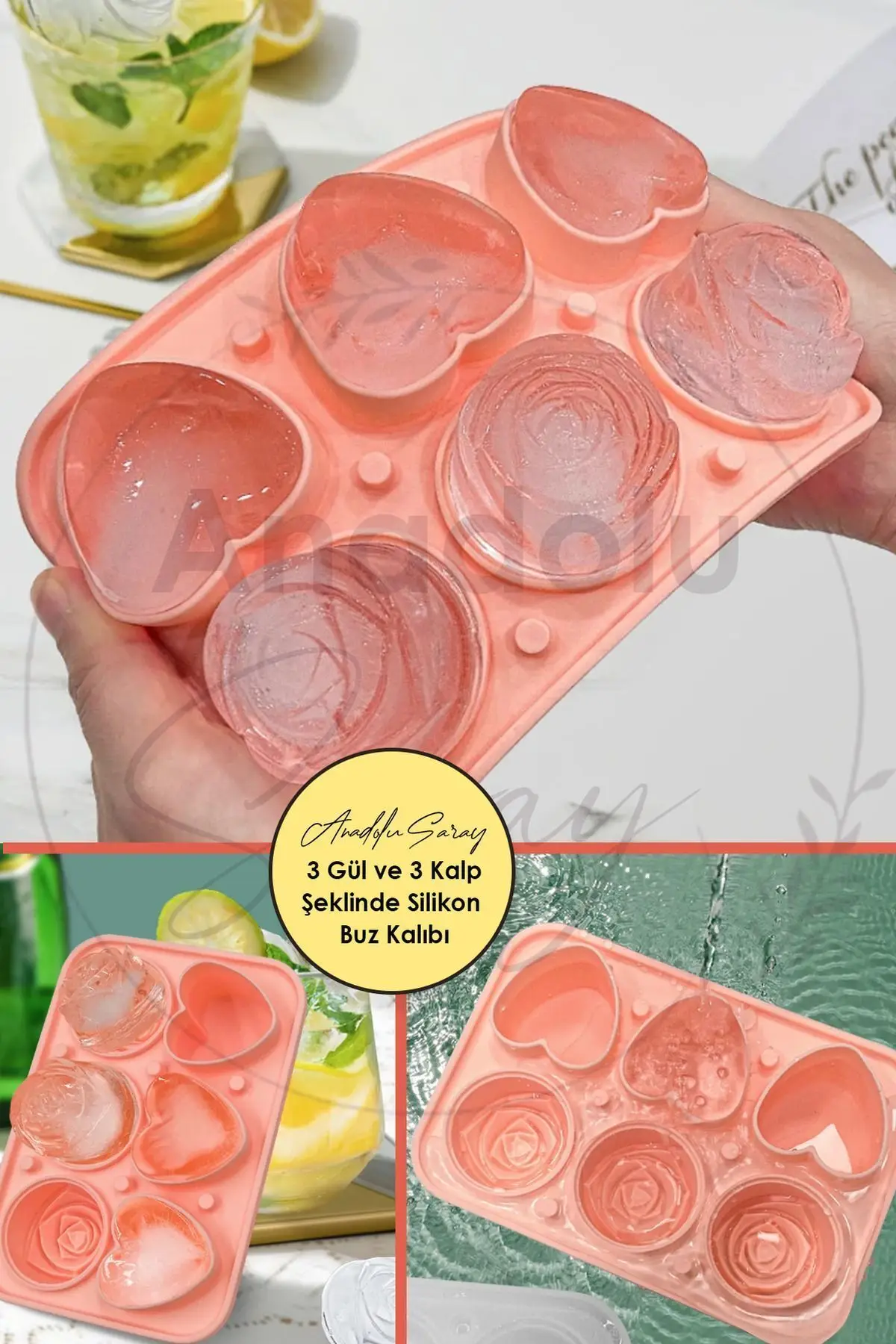 2 ADET Pratik Silikon 3 Kalp 3 Gül Şekilli Buz Kalıbı | Gül ve Kalp Şekilli Çikolata Buz Kalıbı 2 ADET Pratik Silikon 3 Kalp 3 Gül Şekilli Buz Kalıbı | Gül ve Kalp Şekilli Çikolata Buz Kalıbı