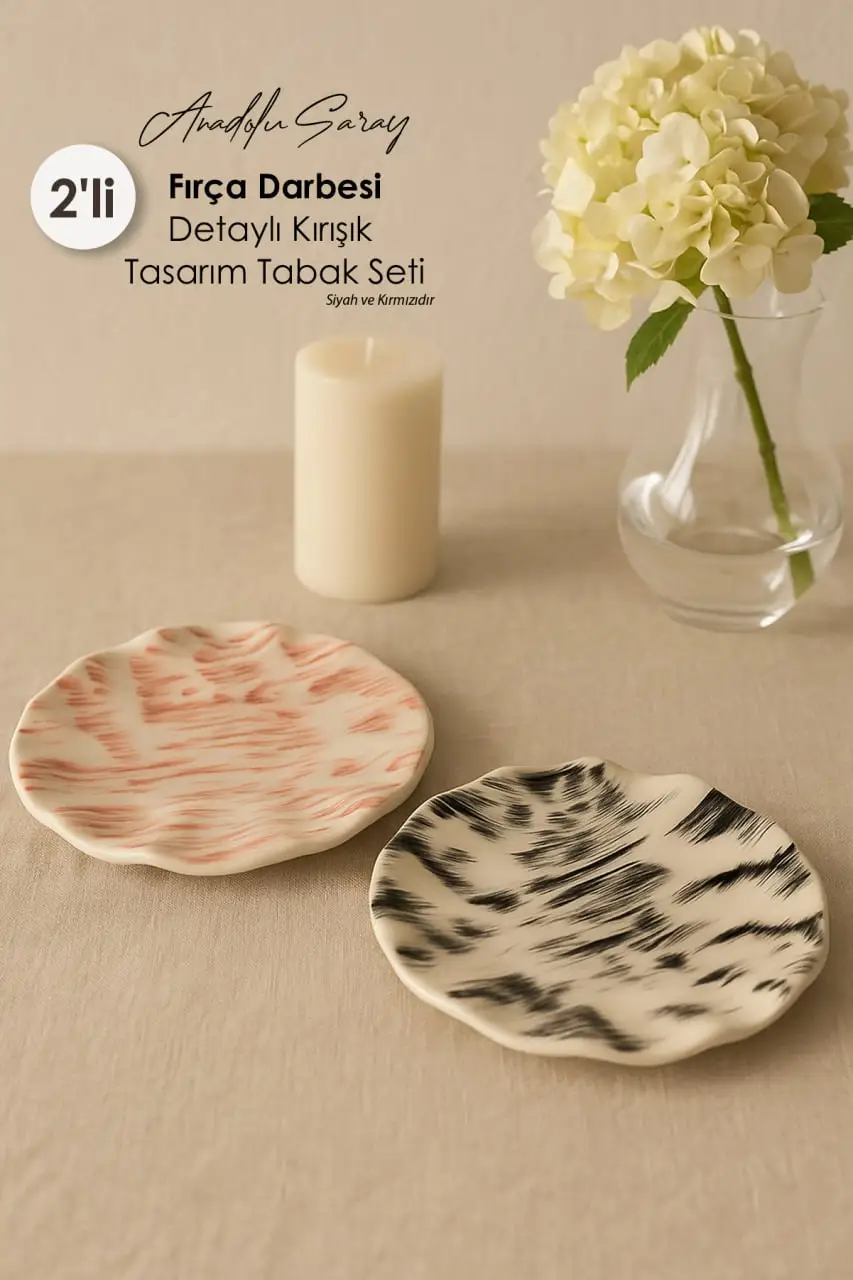 2 ADET Seramik Fırça Detaylı Kırışık Tasarım Handmade Pasta Yemek Sunum Tabağı Tatlı Kahvaltı Tabağı 2 ADET Seramik Fırça Detaylı Kırışık Tasarım Handmade Pasta Yemek Sunum Tabağı Tatlı Kahvaltı Tabağı