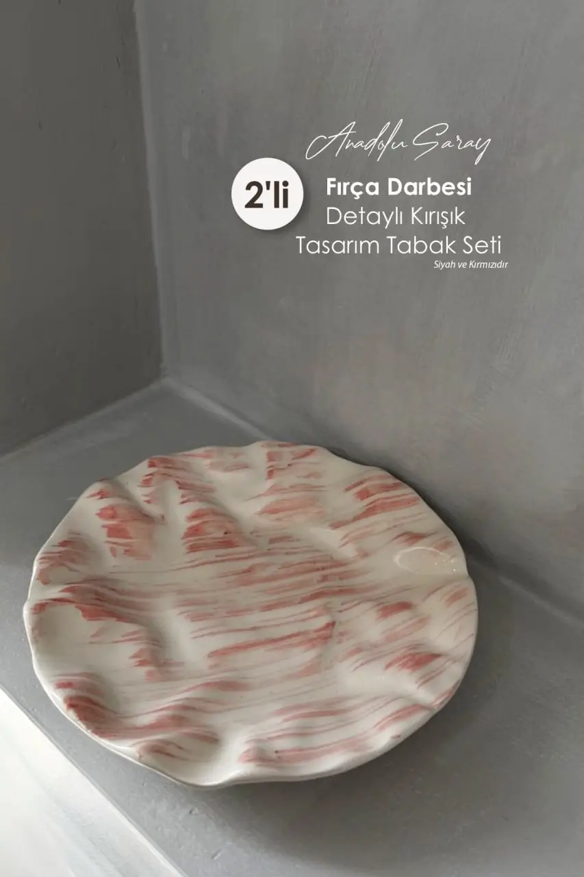 2 ADET Seramik Fırça Detaylı Kırışık Tasarım Handmade Pasta Yemek Sunum Tabağı Tatlı Kahvaltı Tabağı 2 ADET Seramik Fırça Detaylı Kırışık Tasarım Handmade Pasta Yemek Sunum Tabağı Tatlı Kahvaltı Tabağı