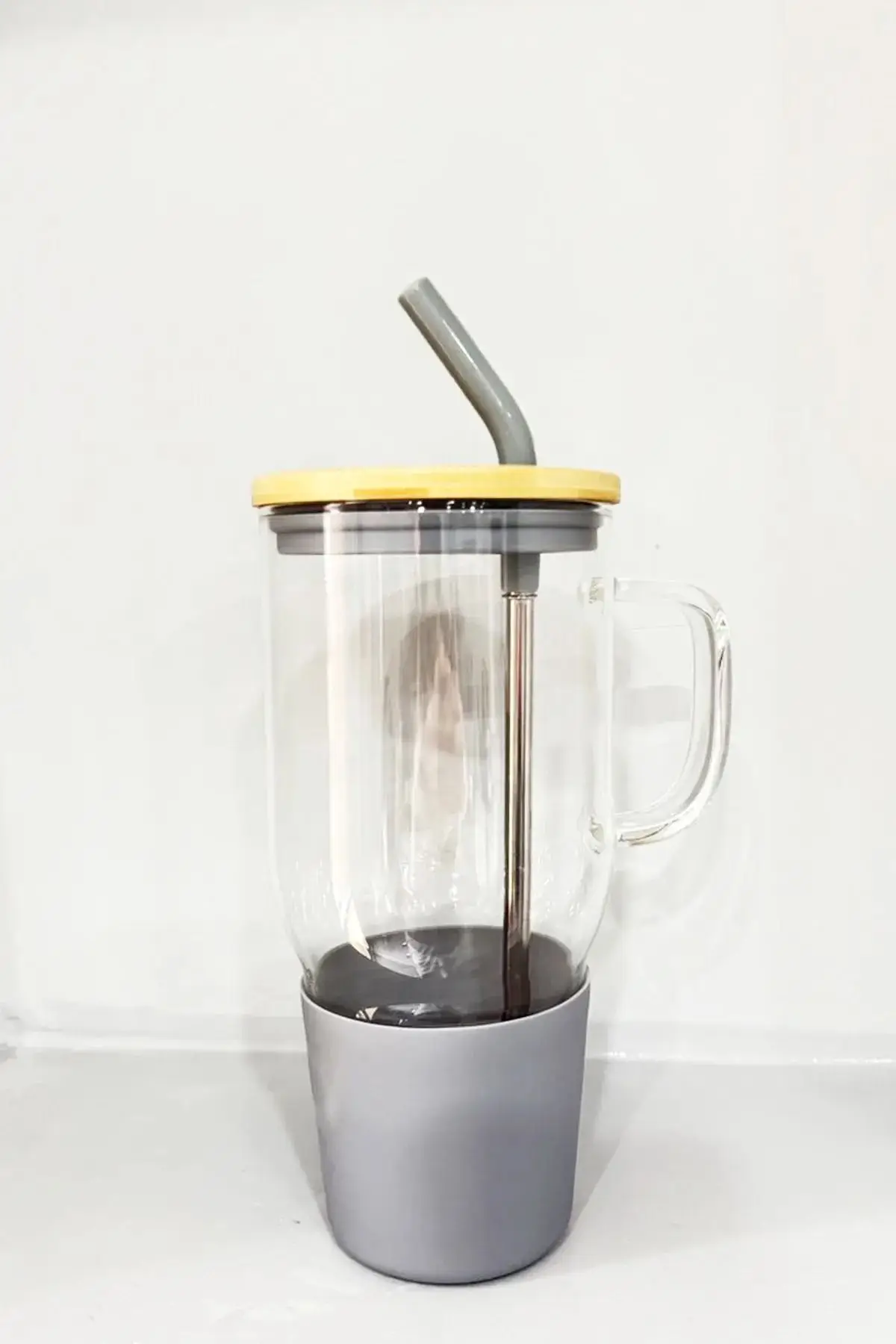 2`li Bambu Kapaklı Çelik Pipetli Renkli Big Mug Büyük Boy Cam Kupa Bardak Cam Termos 1000 Ml 2`li Bambu Kapaklı Çelik Pipetli Renkli Big Mug Büyük Boy Cam Kupa Bardak Cam Termos 1000 Ml