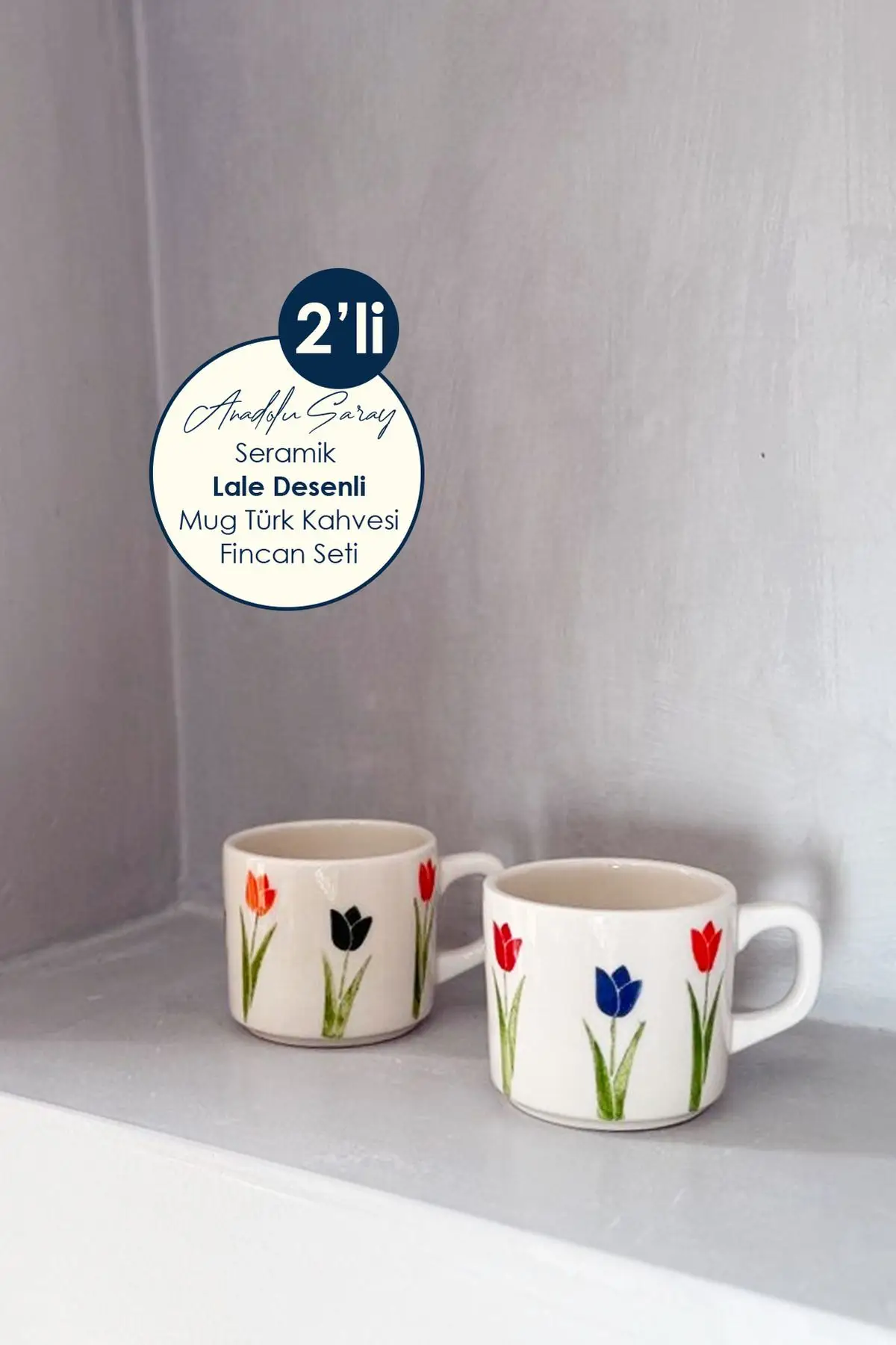 2li El Yapımı Seramik Lale Desenli Kupa Mug Seti Türk Kahvesi Fincanı Hediyelik 2li El Yapımı Seramik Lale Desenli Kupa Mug Seti Türk Kahvesi Fincanı Hediyelik