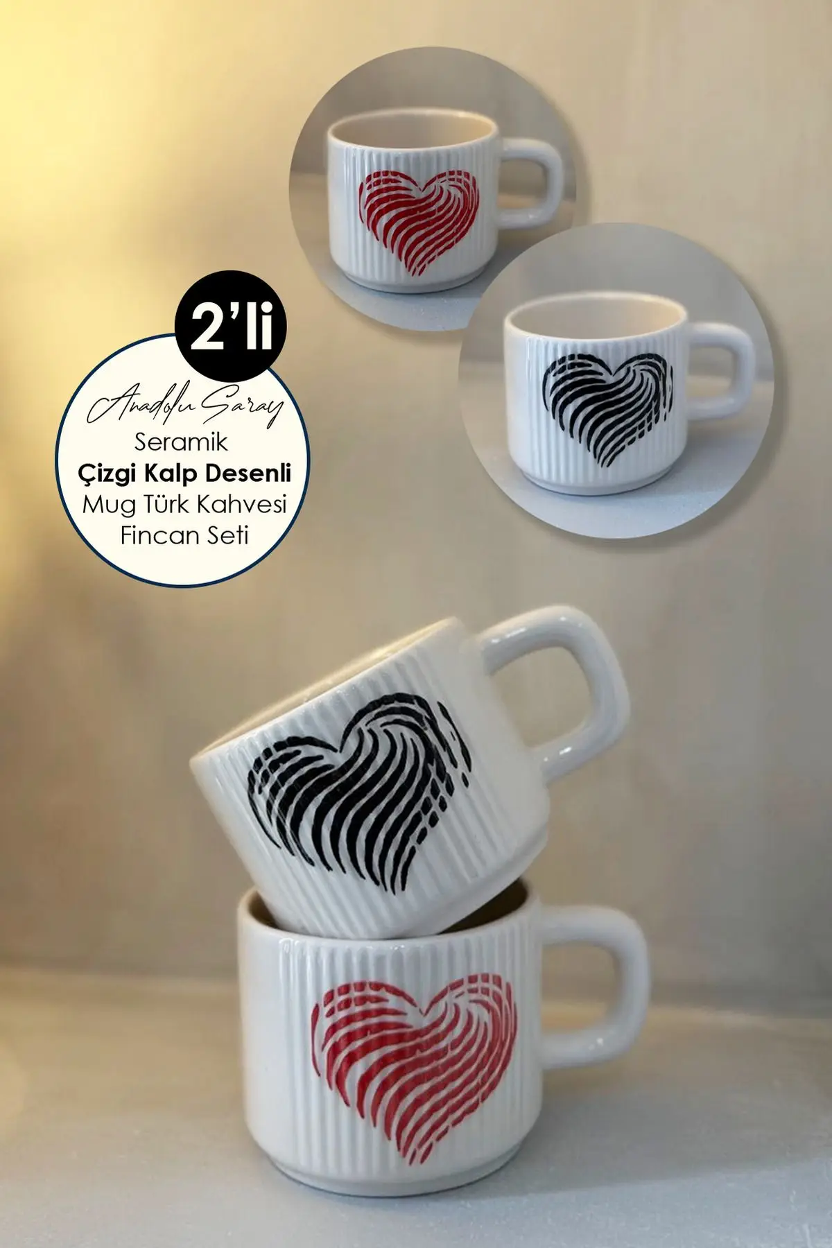 2li El Yapımı Seramik Siyah ve Kırmızı Kalp Desenli Mug Kupa Fincan Takım | Mug Fincan Kahve Kupası 2li El Yapımı Seramik Siyah ve Kırmızı Kalp Desenli Mug Kupa Fincan Takım | Mug Fincan Kahve Kupası