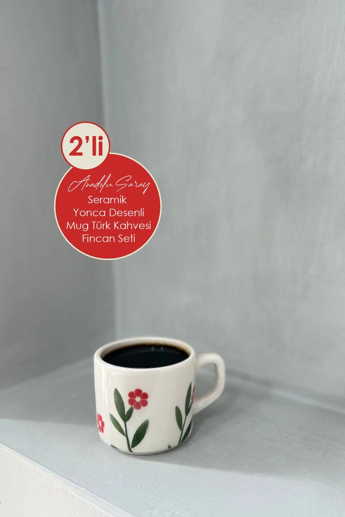 2`li El Yapımı Seramik Yonca Çiçek Desenli Kupa Mug Seti Türk Kahvesi Fincanı Hediyelik 2`li El Yapımı Seramik Yonca Çiçek Desenli Kupa Mug Seti Türk Kahvesi Fincanı Hediyelik