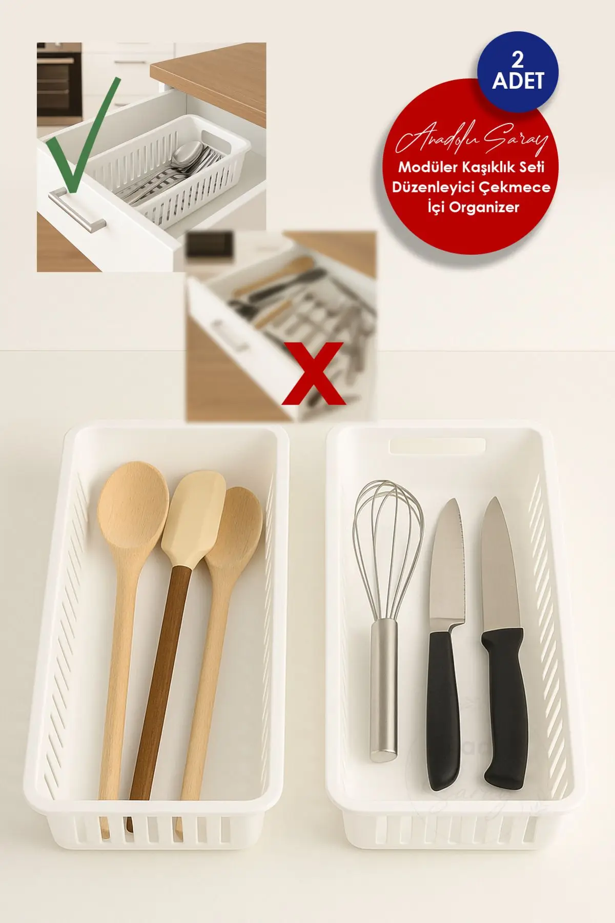 2`li Modüler Kaşıklık Seti Çekmece İçi Mutfak Düzenleyici Organizer Bıçak Kepçe Kaşık Çatal Bölmeli 2`li Modüler Kaşıklık Seti Çekmece İçi Mutfak Düzenleyici Organizer Bıçak Kepçe Kaşık Çatal Bölmeli