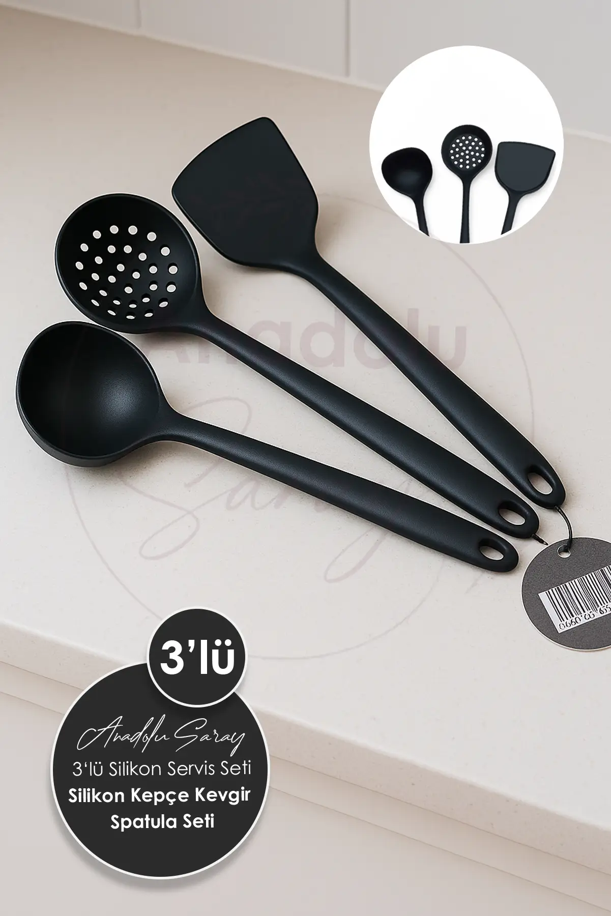 3lü Silikon Mutfak Seti - Kepçe Spatula Kevgir Isıya Dayanıklı Kaşık ve Sevis Takımı 3lü Silikon Mutfak Seti - Kepçe Spatula Kevgir Isıya Dayanıklı Kaşık ve Sevis Takımı