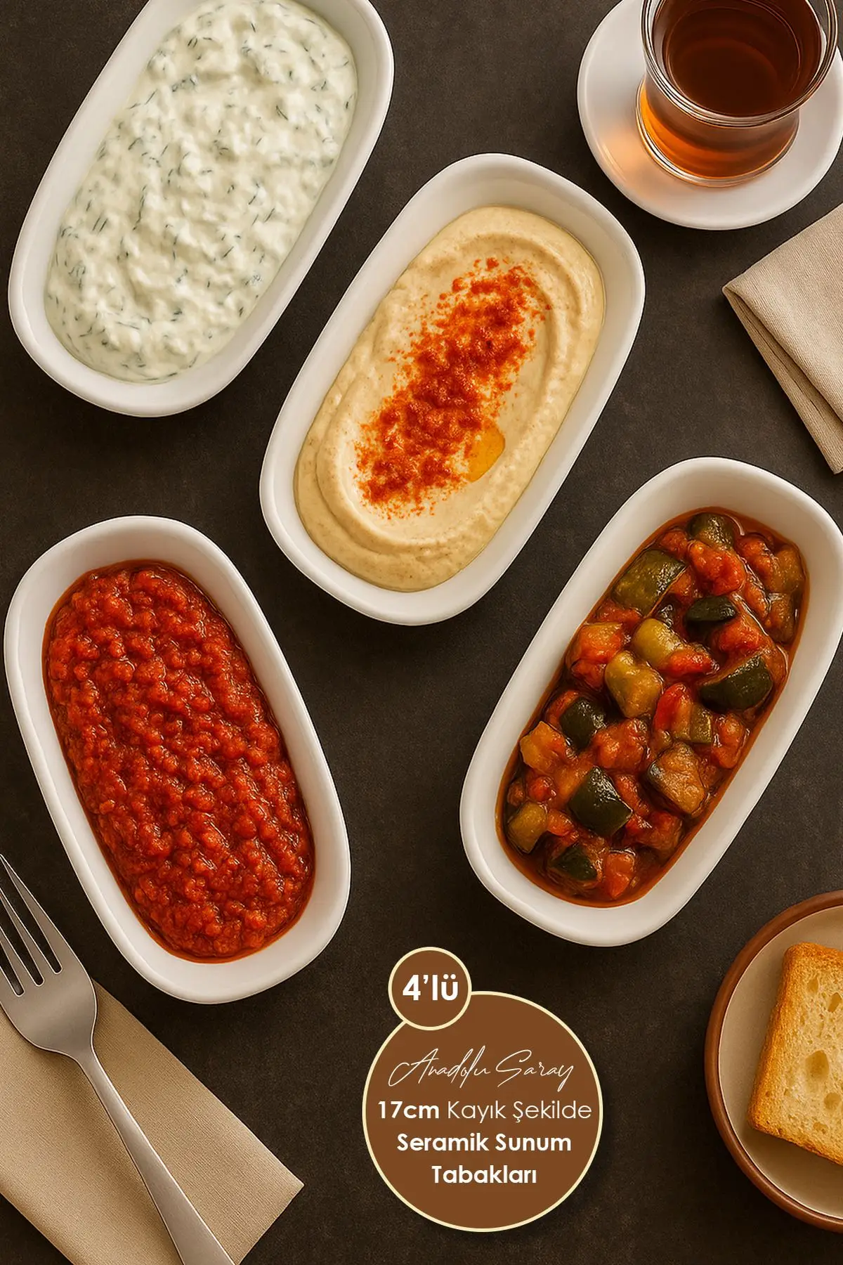 4 Adet 17cm Kayık Şeklinde Seramik Sunum Tabağı Servis Sunum Meze Tabağı Sosluk Reçellik İkramlık 4 Adet 17cm Kayık Şeklinde Seramik Sunum Tabağı Servis Sunum Meze Tabağı Sosluk Reçellik İkramlık