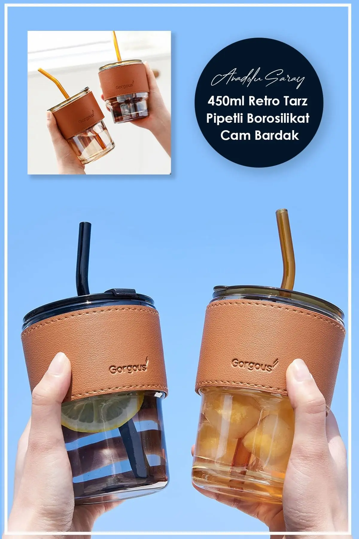 450Ml Isıya Dayanıklı Pipetli Borosilikat Retro Deri Şeritli Bardak | Kahve Sunum Bardağı - 1 Adet 450Ml Isıya Dayanıklı Pipetli Borosilikat Retro Deri Şeritli Bardak | Kahve Sunum Bardağı - 1 Adet