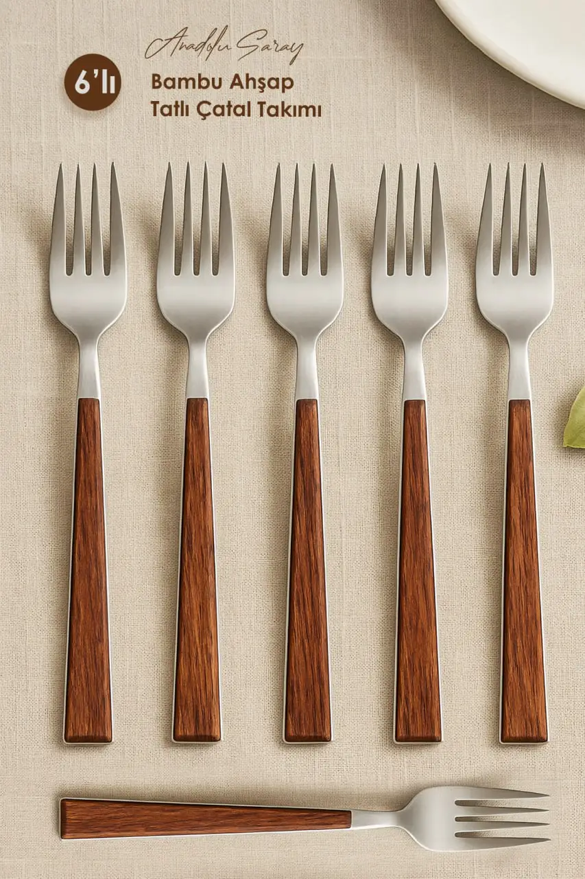 6 Adet Ahşap Bambu Görünümlü Plastik Detaylı Tatlı Çatal Takımı | 6 Parça Lüks Tatlı Kaşığı Seti 6 Adet Ahşap Bambu Görünümlü Plastik Detaylı Tatlı Çatal Takımı | 6 Parça Lüks Tatlı Kaşığı Seti