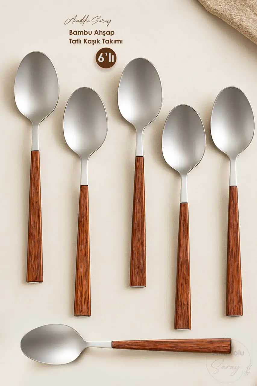 6 Adet Ahşap Bambu Görünümlü Plastik Detaylı Tatlı Kaşığı Takımı | 6 Parça Lüks Tatlı Kaşığı Seti 6 Adet Ahşap Bambu Görünümlü Plastik Detaylı Tatlı Kaşığı Takımı | 6 Parça Lüks Tatlı Kaşığı Seti