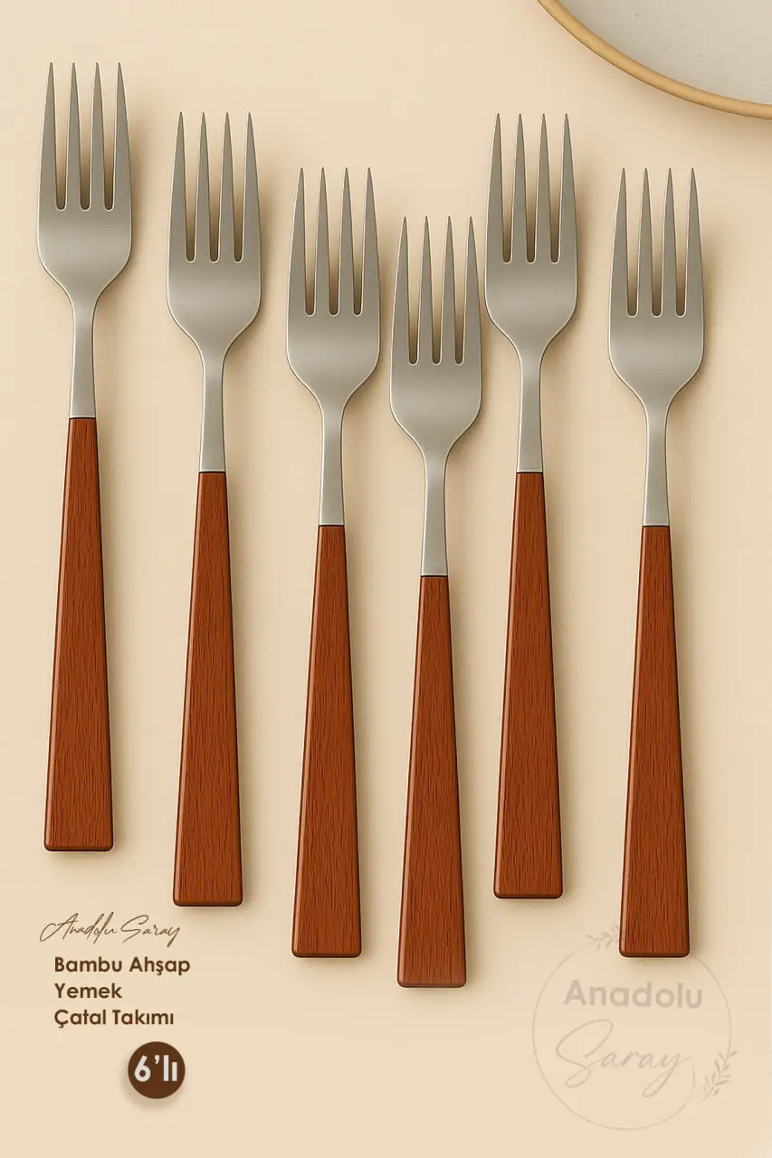 6 Adet Ahşap Bambu Görünümlü Plastik Detaylı Yemek Çatal Takımı | 6 Parça Lüks Yemek Çatal Seti 6 Adet Ahşap Bambu Görünümlü Plastik Detaylı Yemek Çatal Takımı | 6 Parça Lüks Yemek Çatal Seti