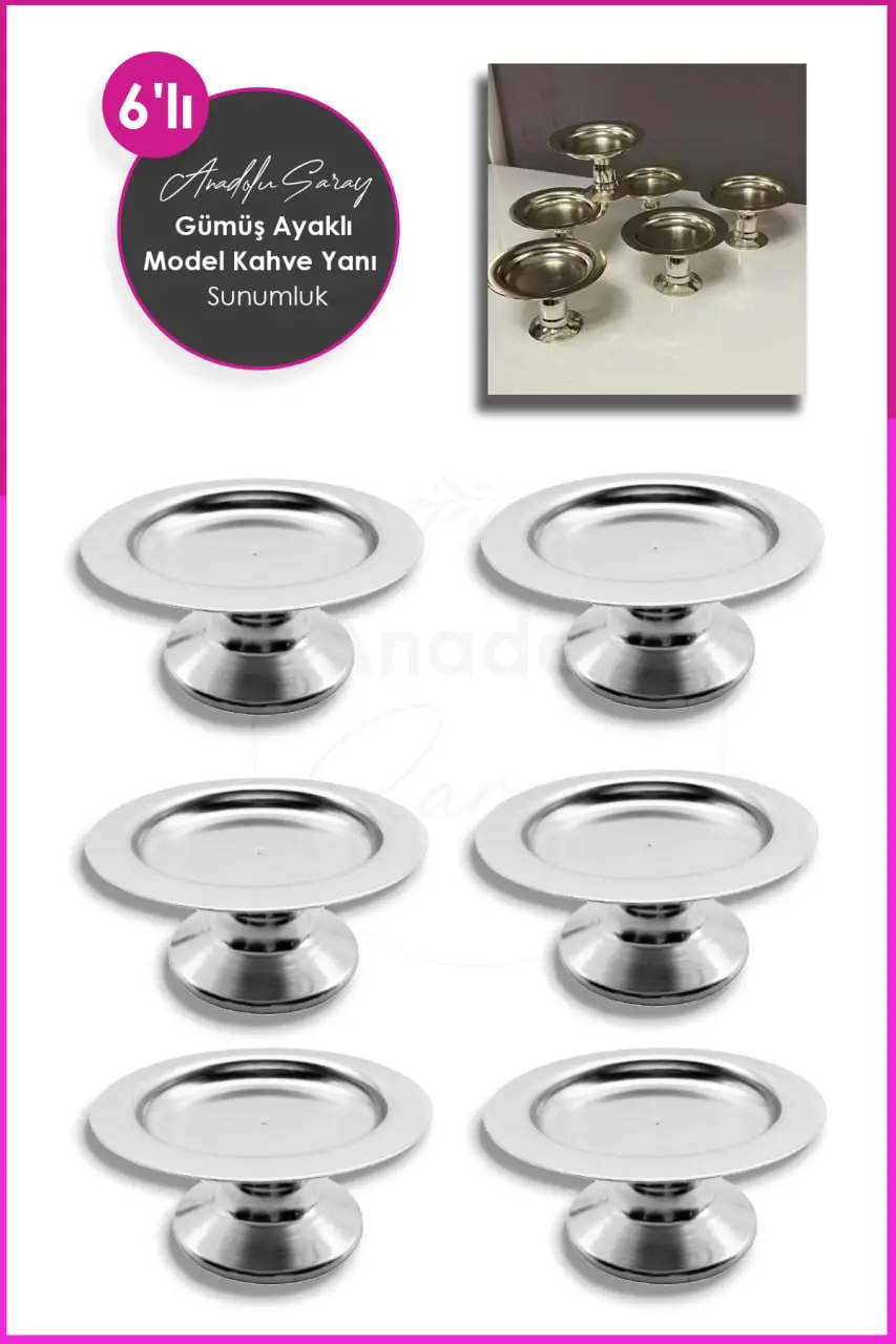 6lı Mini Gümüş Metal Kahve Yanı Ayaklı Model Şekerlik Lokumluk Drajelik Çikolatalık İkramlık 6 Adet 6lı Mini Gümüş Metal Kahve Yanı Ayaklı Model Şekerlik Lokumluk Drajelik Çikolatalık İkramlık 6 Adet