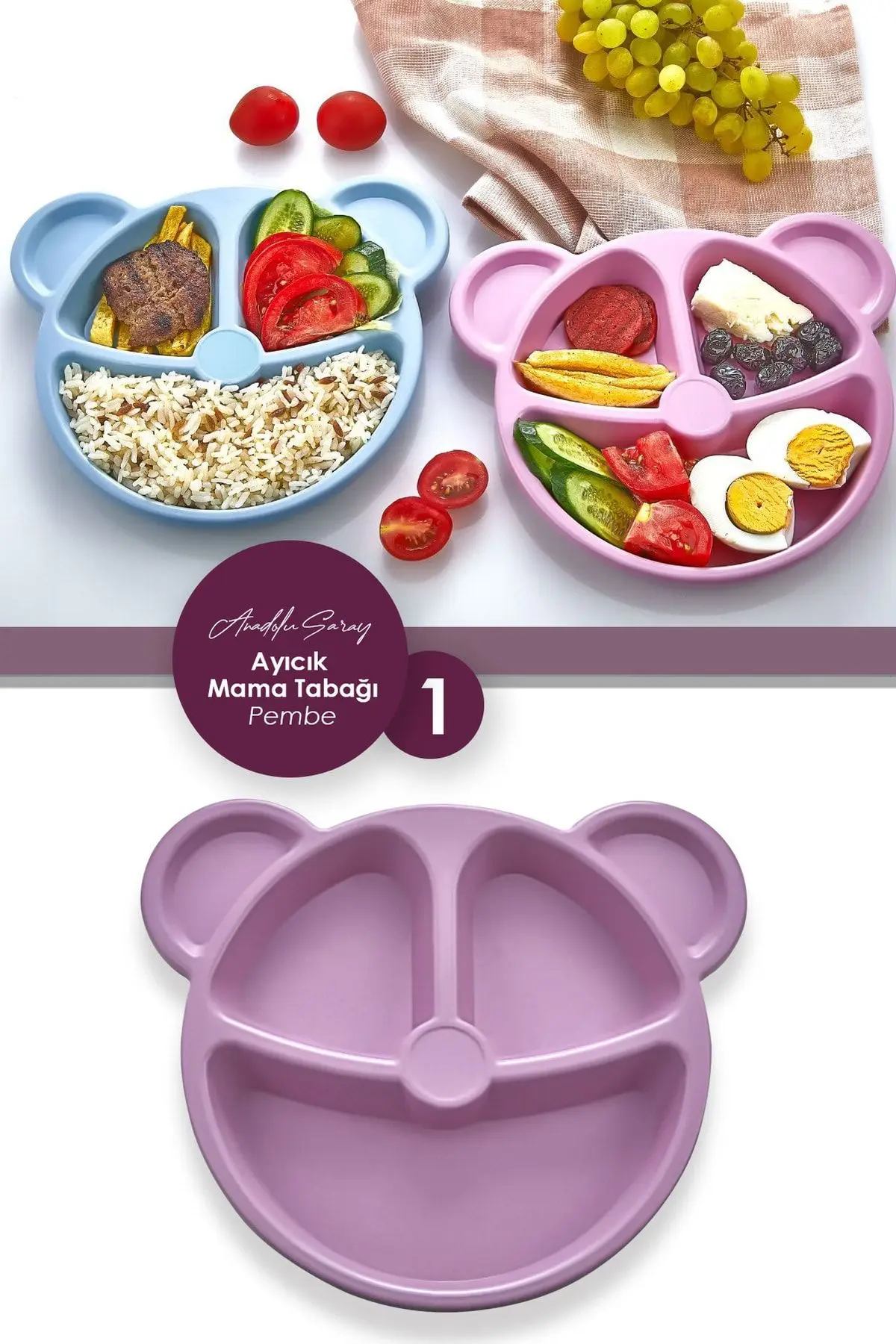 Ayıcık Şekilli Mama ve Yemek Tabağı - Pembe Renk 20 cm Ayıcık Şekilli Mama ve Yemek Tabağı - Pembe Renk 20 cm