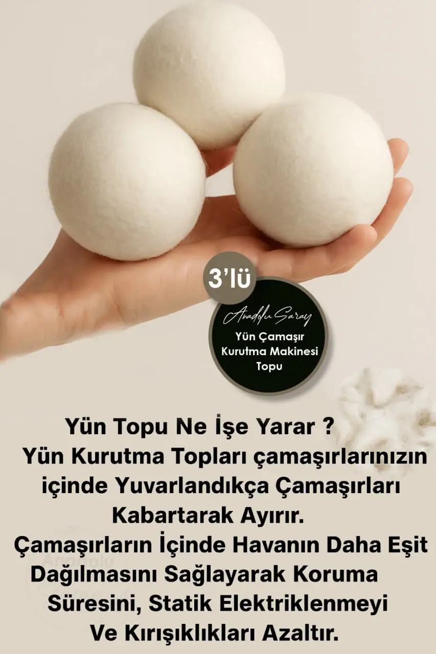 Çamaşır Yün Kurutma Topu Kurutma Makinesi İçin 3 Adet Doğal Yumuşatıcı Çamaşır Kurutma Topları Çamaşır Yün Kurutma Topu Kurutma Makinesi İçin 3 Adet Doğal Yumuşatıcı Çamaşır Kurutma Topları
