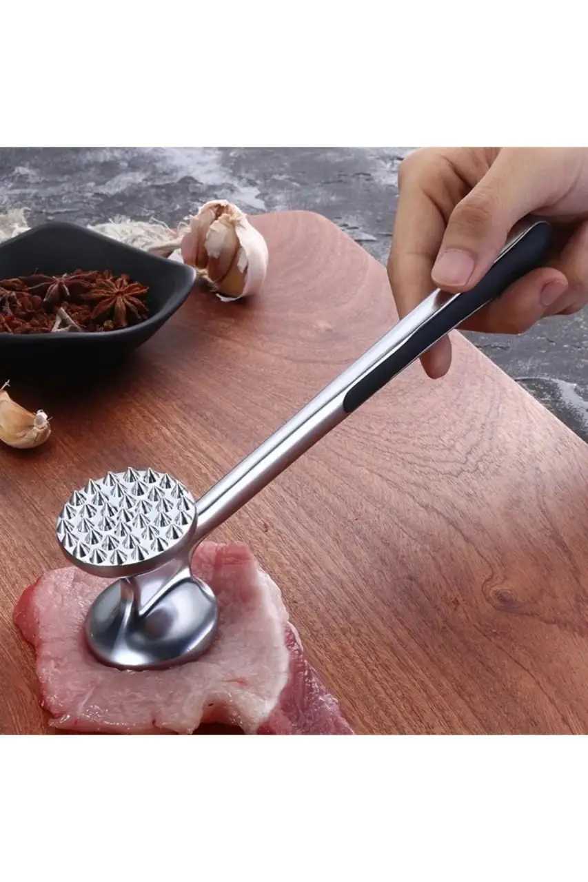 Çift Taraflı Lüks Metal Et Döveceği Pratik Et Yumuşatıcı ve Et Hazırlama Gereci Çift Taraflı Lüks Metal Et Döveceği Pratik Et Yumuşatıcı ve Et Hazırlama Gereci