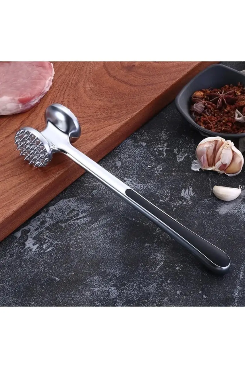 Çift Taraflı Lüks Metal Et Döveceği Pratik Et Yumuşatıcı ve Et Hazırlama Gereci Çift Taraflı Lüks Metal Et Döveceği Pratik Et Yumuşatıcı ve Et Hazırlama Gereci