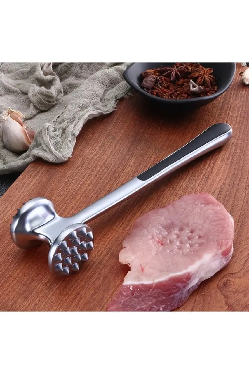 Çift Taraflı Lüks Metal Et Döveceği Pratik Et Yumuşatıcı ve Et Hazırlama Gereci Çift Taraflı Lüks Metal Et Döveceği Pratik Et Yumuşatıcı ve Et Hazırlama Gereci
