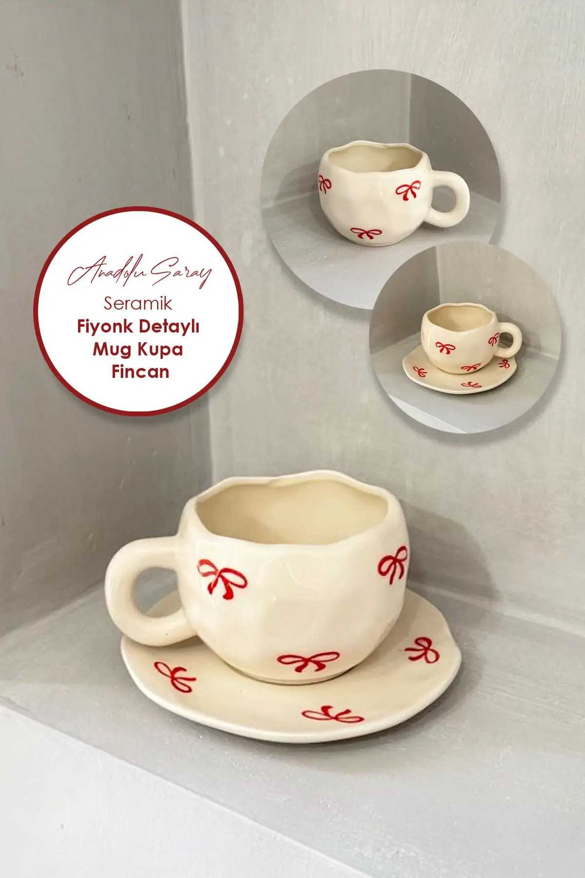 El Yapımı Seramik Fiyonk Desenli Tabaklı Mug Kupa Fincan Takım | Mug Fincan Kupa Kahve Kupası El Yapımı Seramik Fiyonk Desenli Tabaklı Mug Kupa Fincan Takım | Mug Fincan Kupa Kahve Kupası