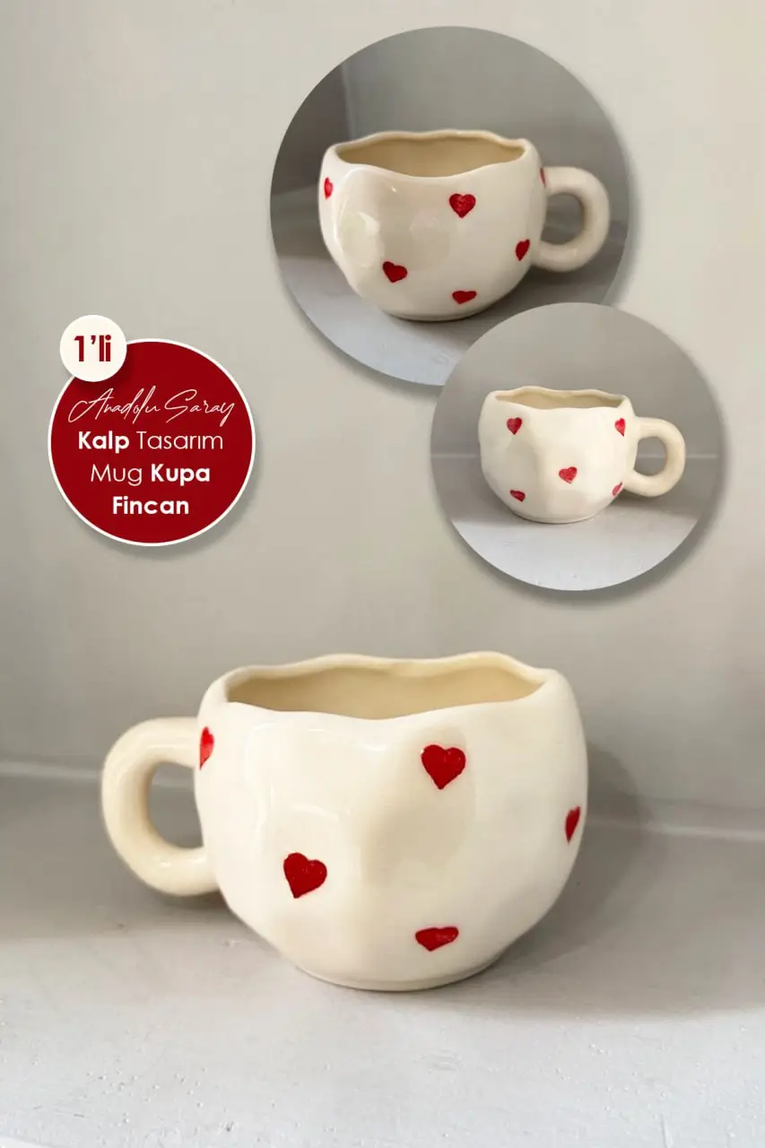 El Yapımı Seramik Kalp Damalı Mug Kupa Fincan | Mug Fincan Kupa Kahve Kupası El Yapımı Seramik Kalp Damalı Mug Kupa Fincan | Mug Fincan Kupa Kahve Kupası