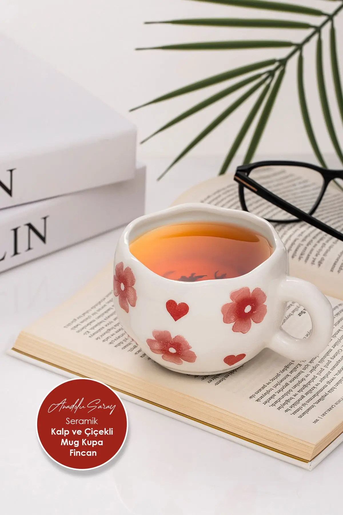 El Yapımı Seramik Kalp ve Çiçek Desenli Tabaklı Mug Kupa Fincan Takım | Mug Fincan Kupa Kahve Kupası El Yapımı Seramik Kalp ve Çiçek Desenli Tabaklı Mug Kupa Fincan Takım | Mug Fincan Kupa Kahve Kupası