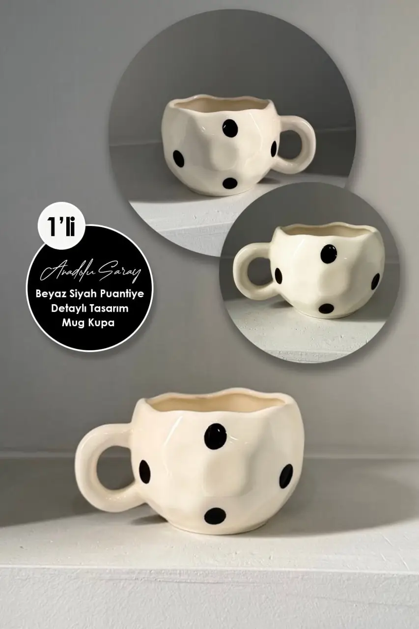 El Yapımı Seramik Siyah Puantiye Baskılı Büyük Boy Tasarım Mug Kupa Fincan | Mug Fincan Kupa Kahve Kupası El Yapımı Seramik Siyah Puantiye Baskılı Büyük Boy Tasarım Mug Kupa Fincan | Mug Fincan Kupa Kahve Kupası