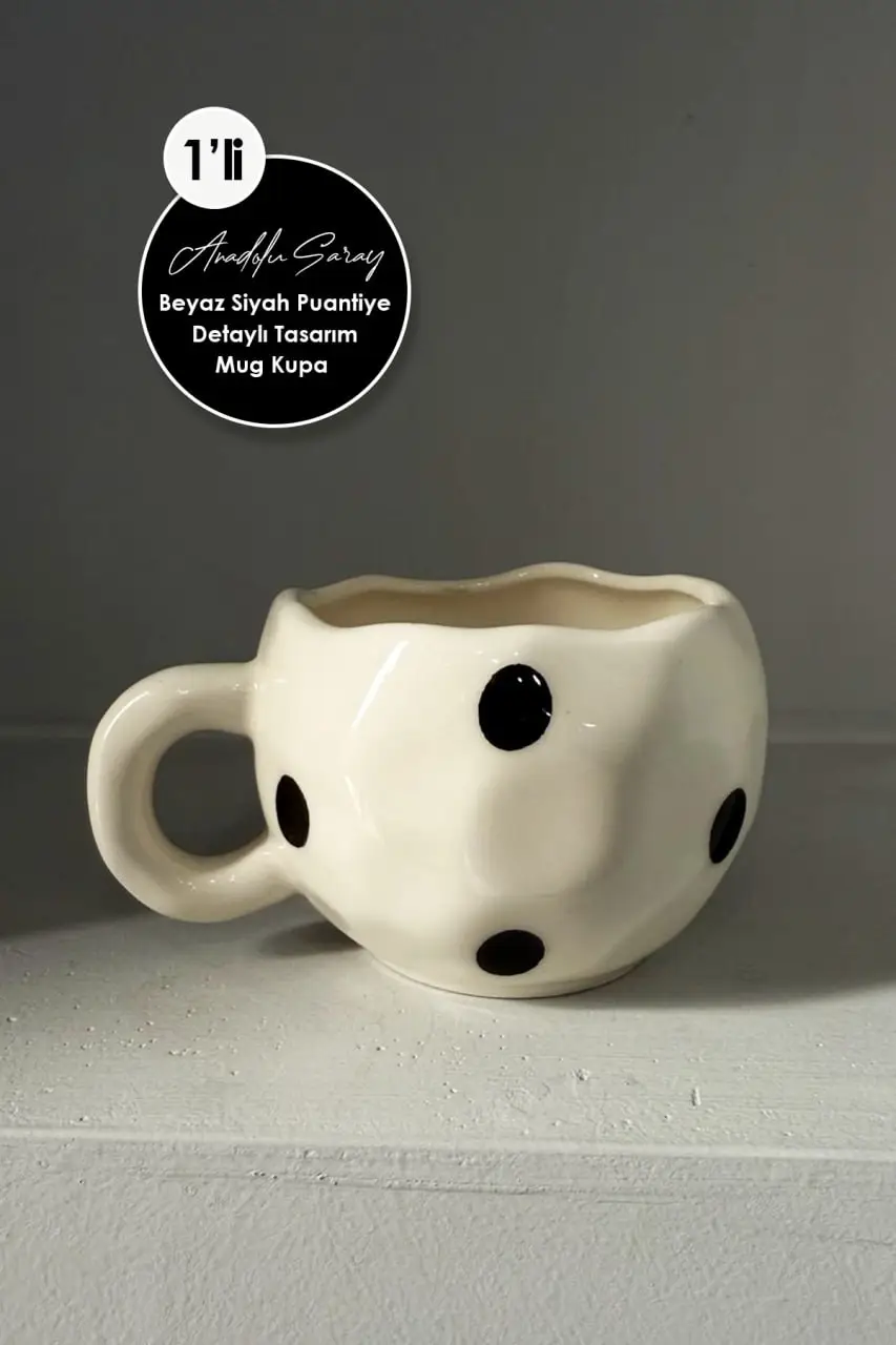 El Yapımı Seramik Siyah Puantiye Baskılı Büyük Boy Tasarım Mug Kupa Fincan | Mug Fincan Kupa Kahve Kupası El Yapımı Seramik Siyah Puantiye Baskılı Büyük Boy Tasarım Mug Kupa Fincan | Mug Fincan Kupa Kahve Kupası