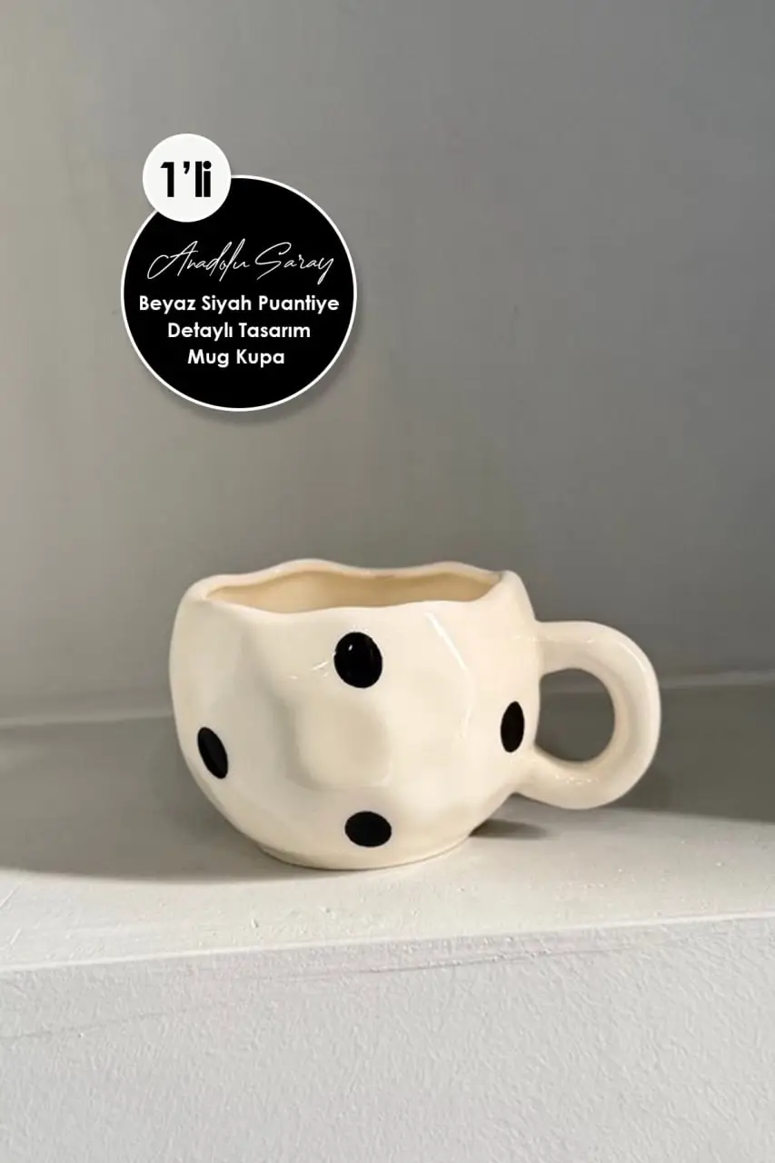 El Yapımı Seramik Siyah Puantiye Baskılı Büyük Boy Tasarım Mug Kupa Fincan | Mug Fincan Kupa Kahve Kupası El Yapımı Seramik Siyah Puantiye Baskılı Büyük Boy Tasarım Mug Kupa Fincan | Mug Fincan Kupa Kahve Kupası