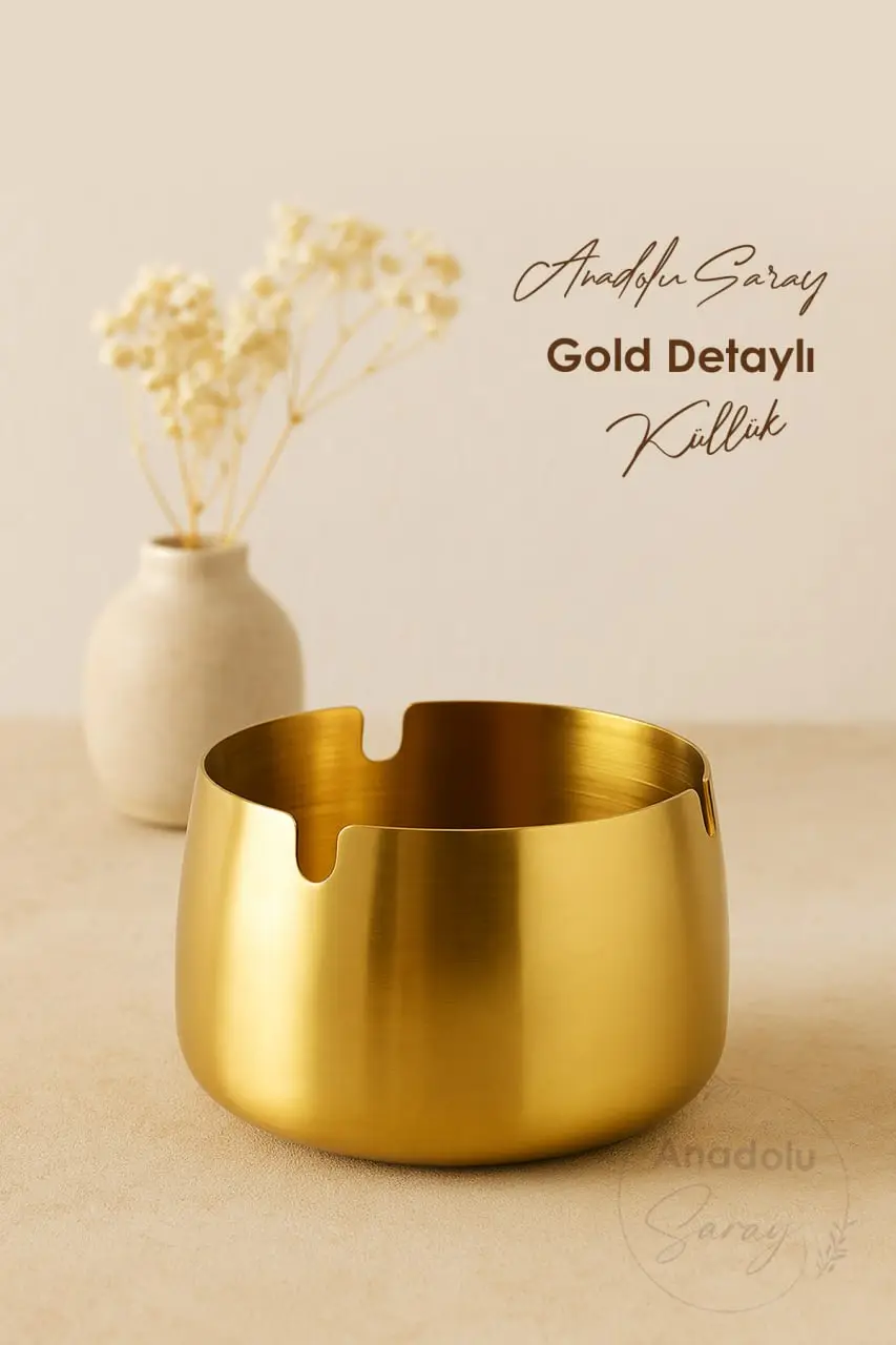 Gold Metal Küllük Modern Tasarım Şık ve Zarif Küllük Gold Kül Tablası Gold Metal Küllük Modern Tasarım Şık ve Zarif Küllük Gold Kül Tablası