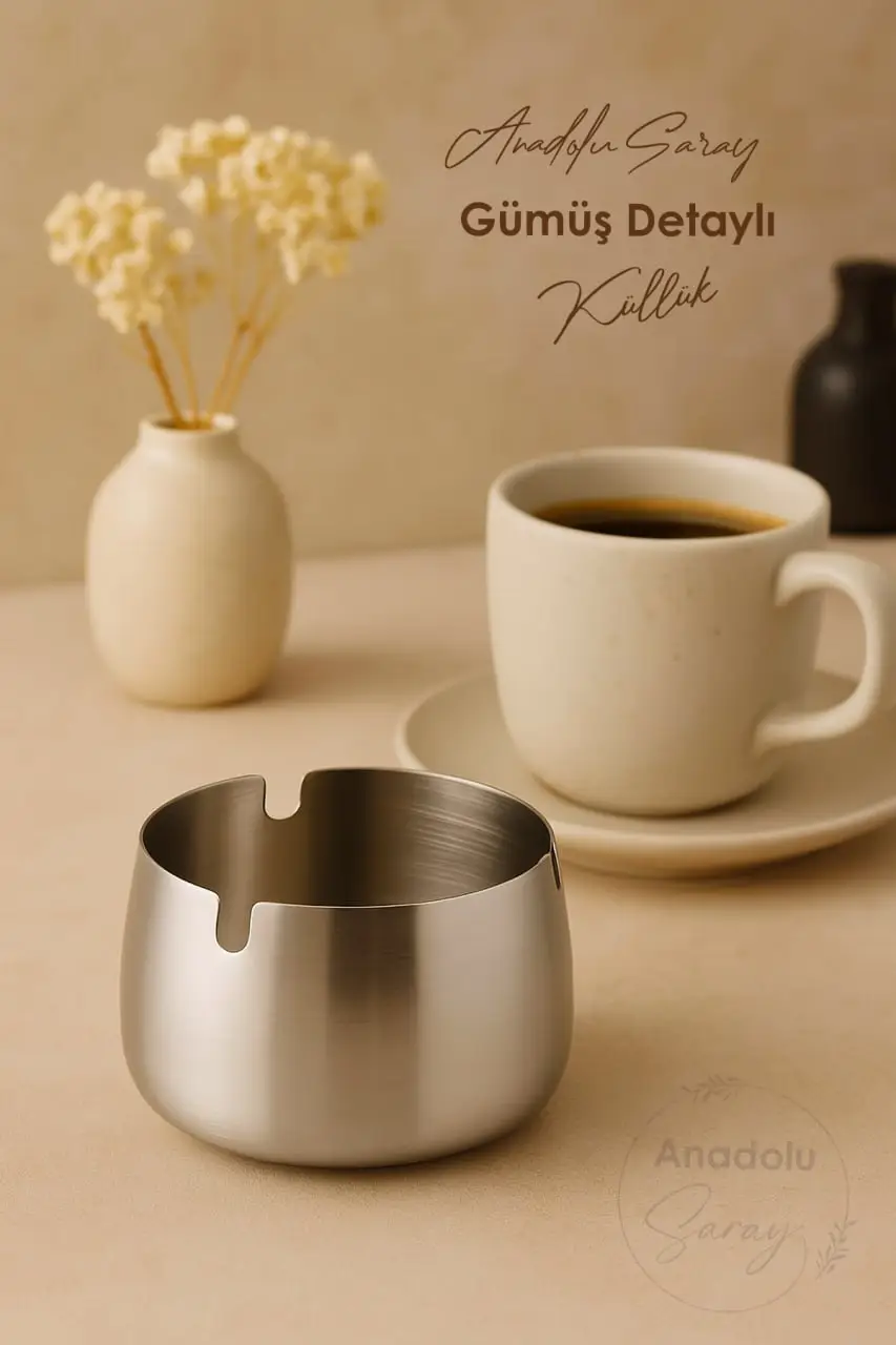 Gümüş Metal Küllük Modern Tasarım Şık ve Zarif Küllük Gümüş Kül Tablası Gümüş Metal Küllük Modern Tasarım Şık ve Zarif Küllük Gümüş Kül Tablası