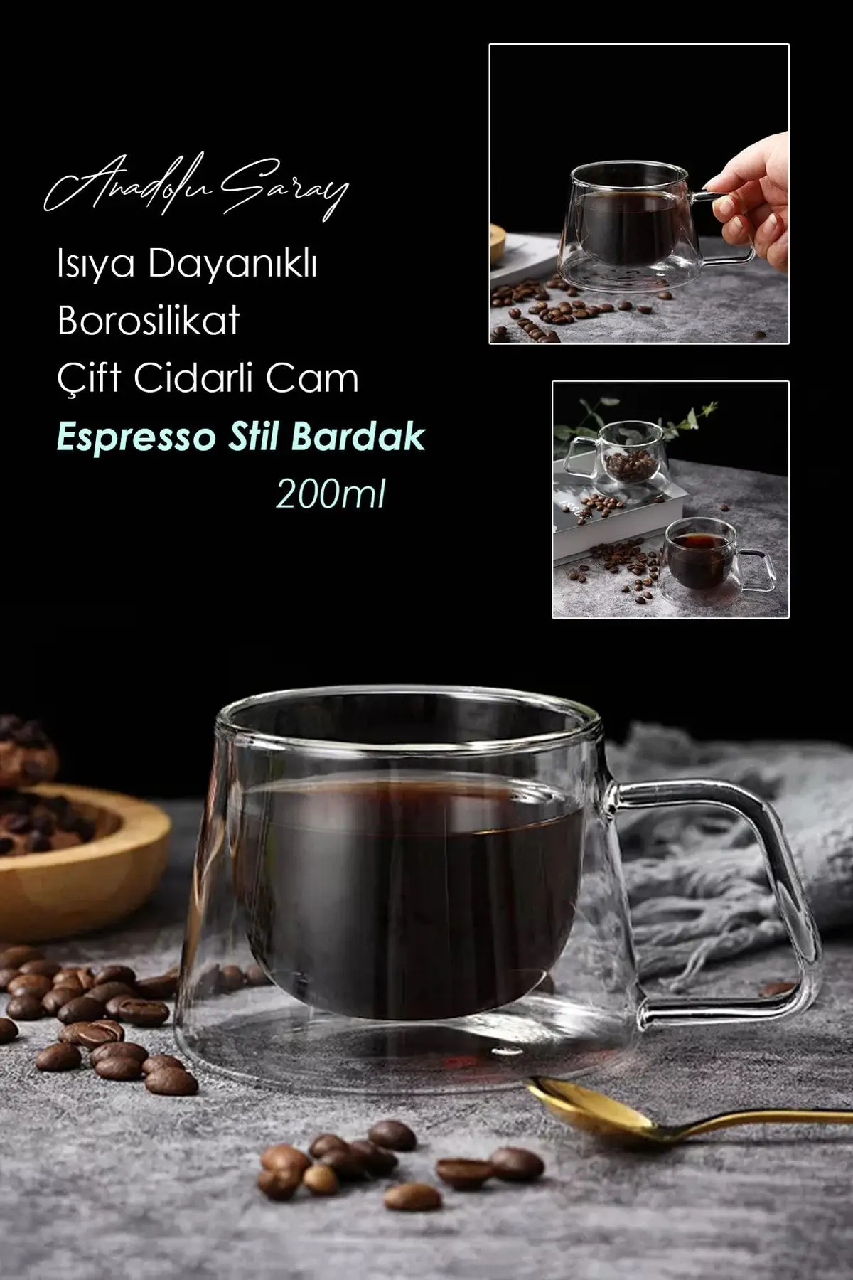 Isıya Dayanıklı Kuplu Çift Cidarlı Espresso Bardak | Kahve Ve Sunum Bardağı | Borosilikat Bardak Isıya Dayanıklı Kuplu Çift Cidarlı Espresso Bardak | Kahve Ve Sunum Bardağı | Borosilikat Bardak