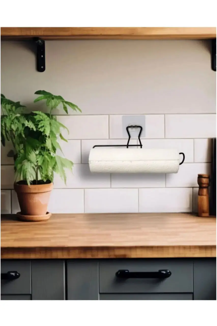 Kendinden Siyah Yapışkanlı Metal Rulo Kağıt Havluluk Askı - Banyo Mutfak Havluluğu Kendinden Siyah Yapışkanlı Metal Rulo Kağıt Havluluk Askı - Banyo Mutfak Havluluğu