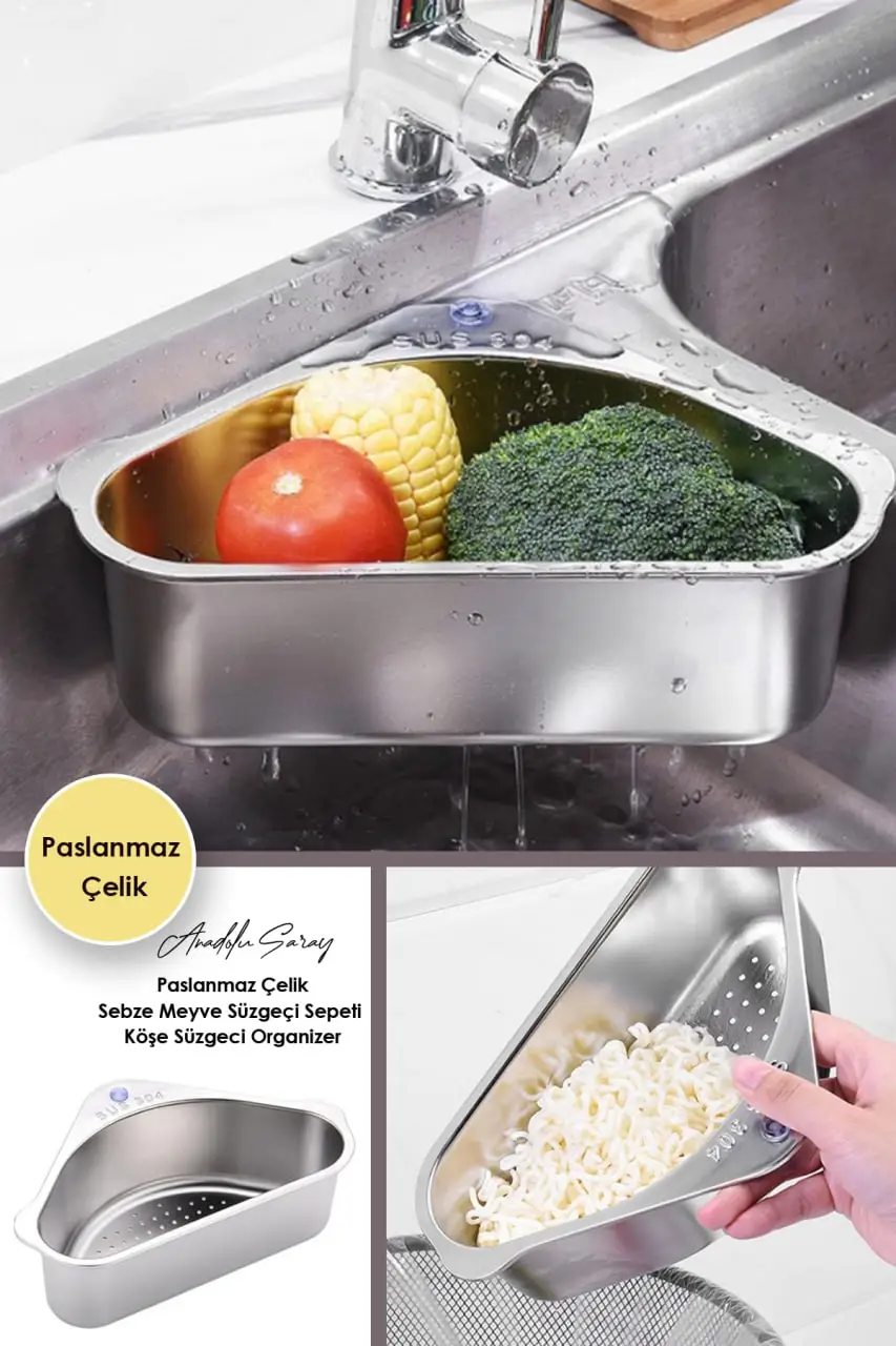 Paslanmaz Çelik Lavabo Köşe Süzgeci Lavabo Organizeri Sebze Meyve Süzgeç Sepeti Lavabo Sepeti Paslanmaz Çelik Lavabo Köşe Süzgeci Lavabo Organizeri Sebze Meyve Süzgeç Sepeti Lavabo Sepeti