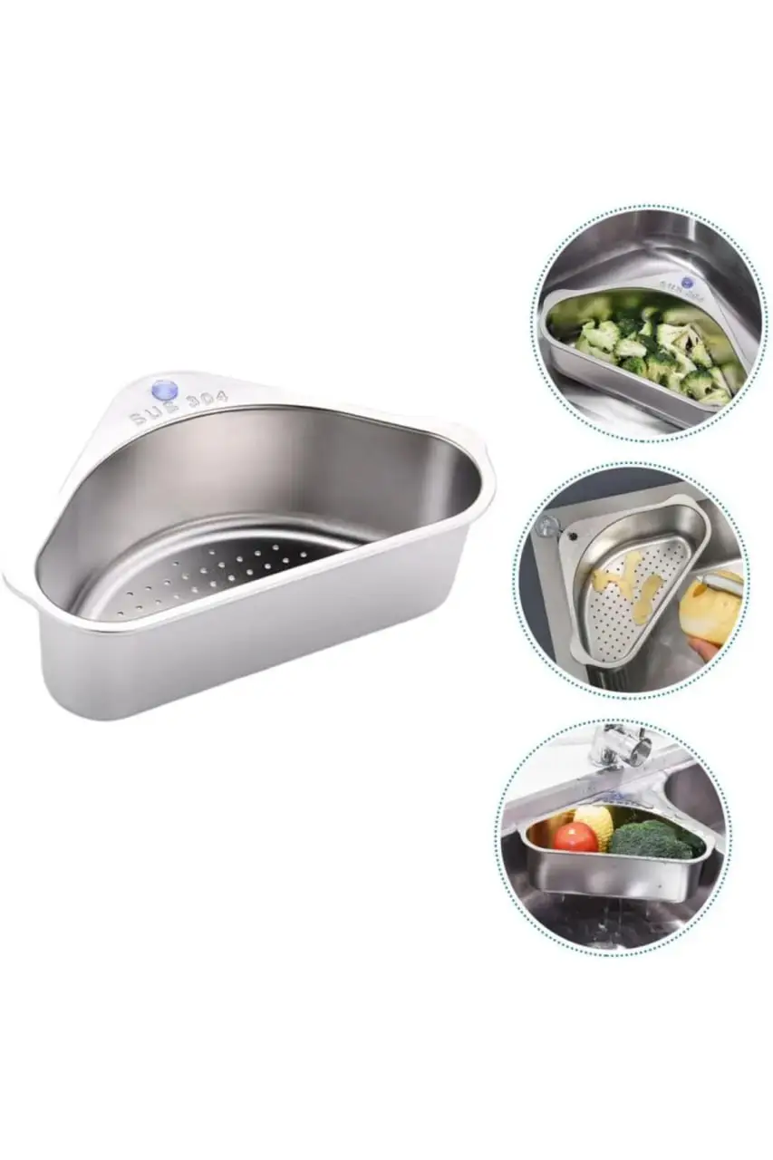 Paslanmaz Çelik Lavabo Köşe Süzgeci Lavabo Organizeri Sebze Meyve Süzgeç Sepeti Lavabo Sepeti Paslanmaz Çelik Lavabo Köşe Süzgeci Lavabo Organizeri Sebze Meyve Süzgeç Sepeti Lavabo Sepeti