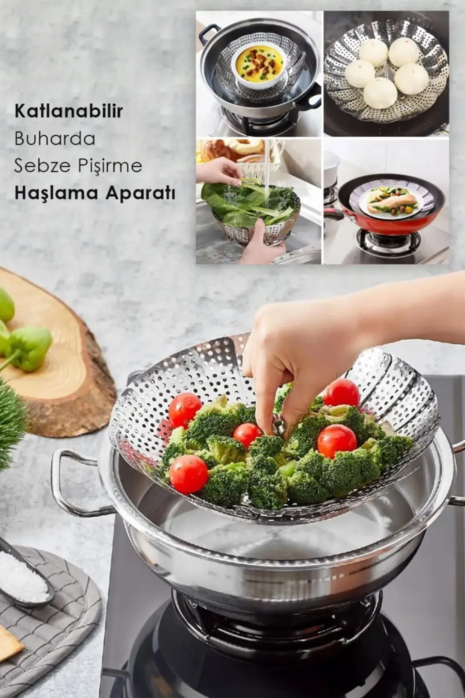 Pratik Metal Katlanabilir Buharda Sebze Pişirme Haşlama Aparatı Metal Sebze Sepeti Pratik Metal Katlanabilir Buharda Sebze Pişirme Haşlama Aparatı Metal Sebze Sepeti